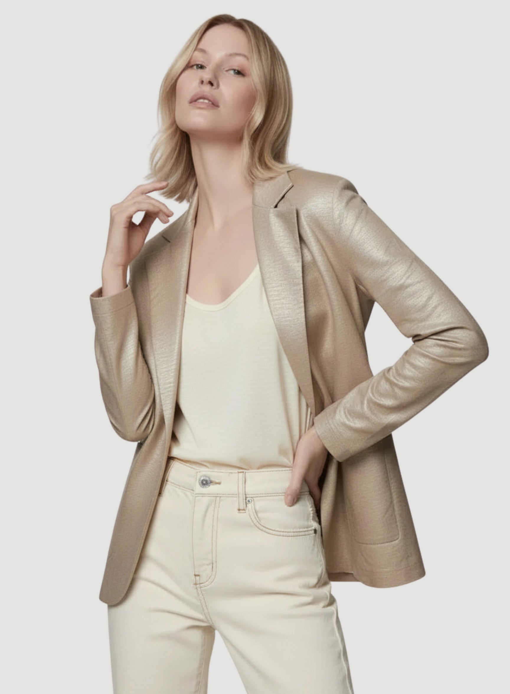 Excel Human ラメ　シルク100% 高級　ジャケット　9 MSK Women's Notch Collar Sequin Blazer | Belk