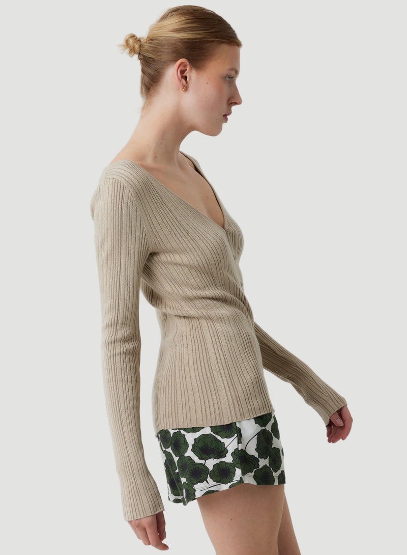 Stretch Organic Cotton Metallic Long Sleeve Cardigan