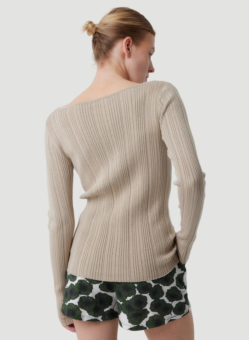 Stretch Organic Cotton Metallic Long Sleeve Cardigan