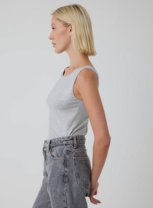 Soft Touch Metallic Crewneck Tank