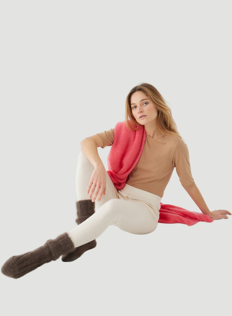 Cotton Cashmere Elbow Sleeve Crewneck T-Shirt