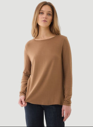 Soft Touch Long Sleeve Crewneck With Back Pleat