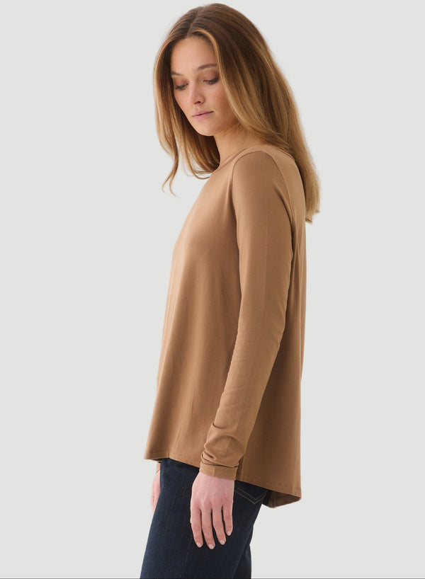 Soft Touch Long Sleeve Crewneck With Back Pleat