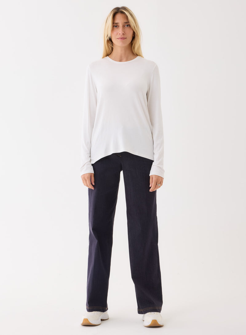 Soft Touch Semi Relaxed Long Sleeve Crewneck T-Shirt