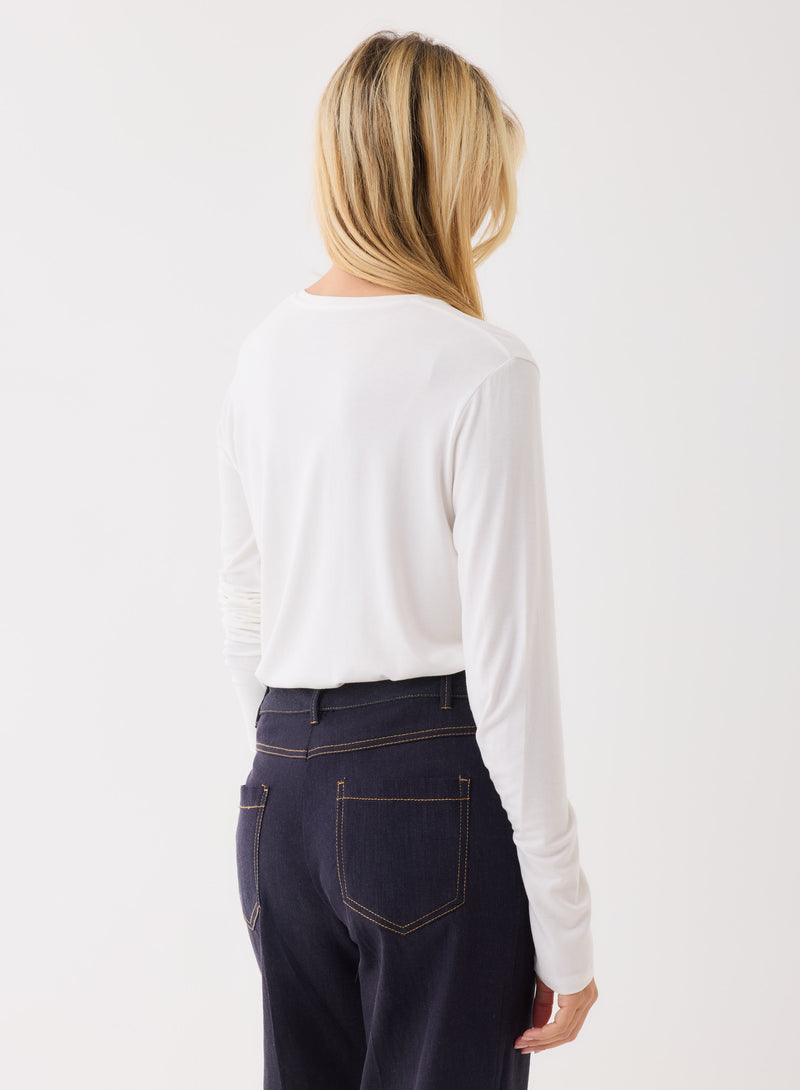 Soft Touch Semi Relaxed Long Sleeve Crewneck T-Shirt