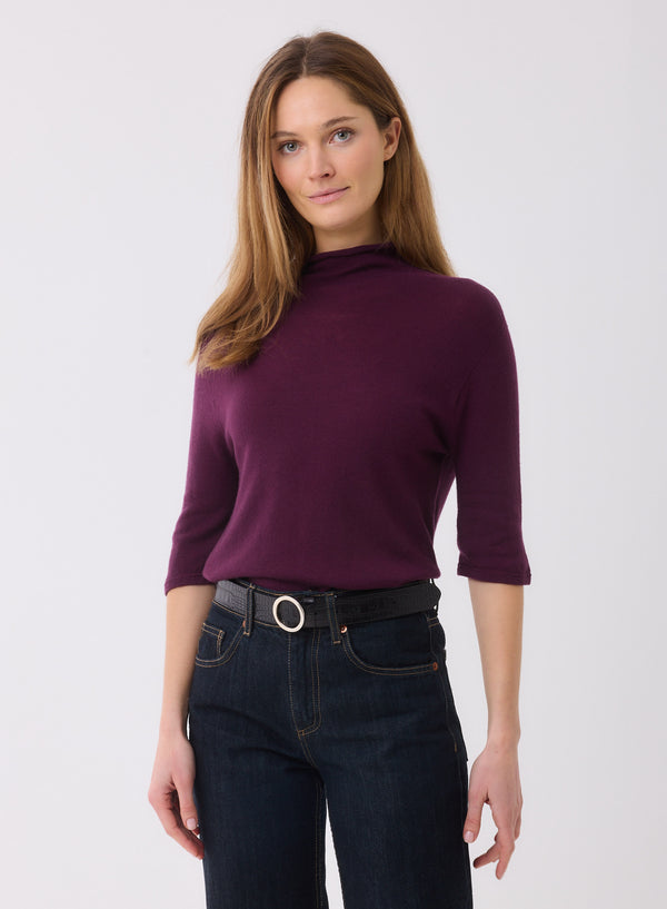 100% Machine Washable Cashmere Elbow Sleeve Turtleneck T-Shirt