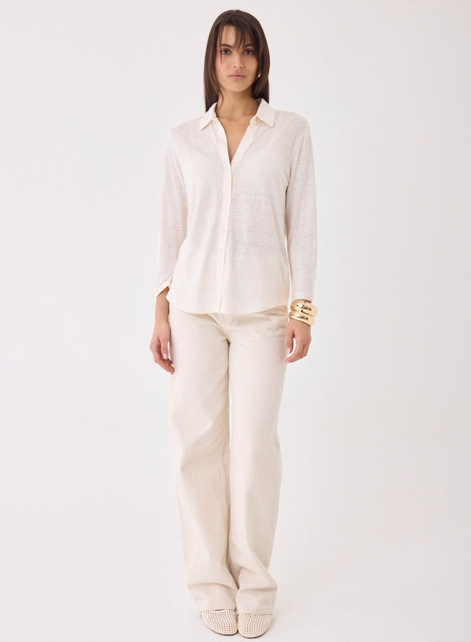 Stretch Linen 3/4 Sleeve Shirt