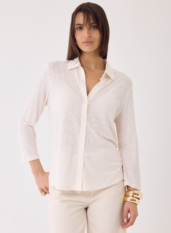 Stretch Linen 3/4 Sleeve Shirt - SHIRT - Majestic Filatures North America