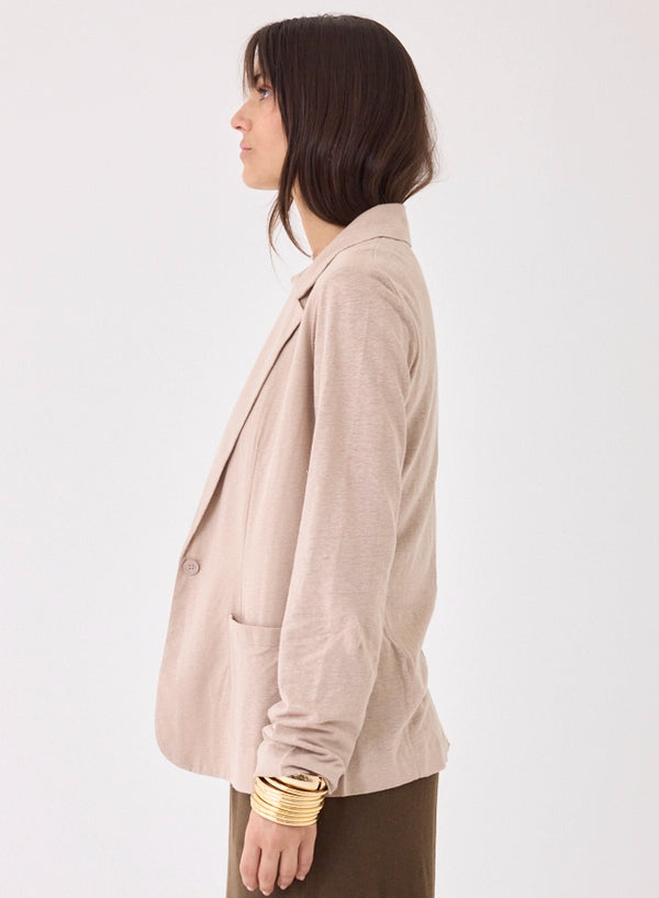 Stretch Linen Long Sleeve One Button Blazer - BLAZER - Majestic Filatures North America