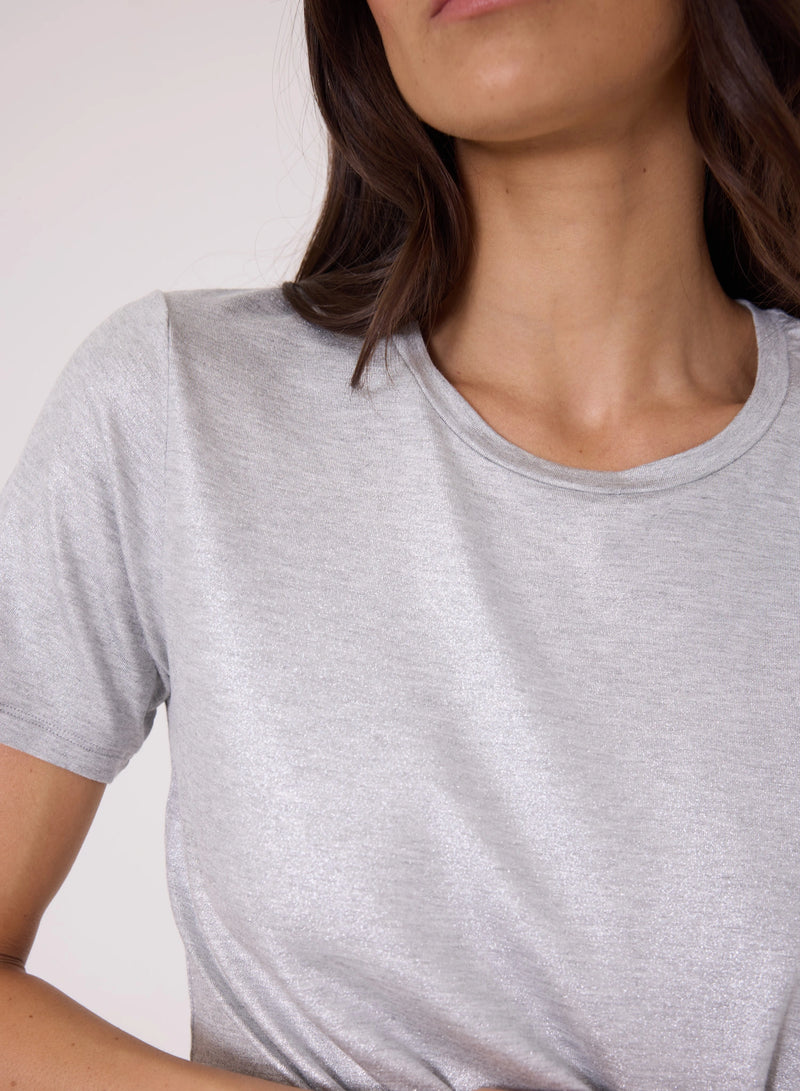 Soft Touch Metallic Short Sleeve Crewneck T-Shirt