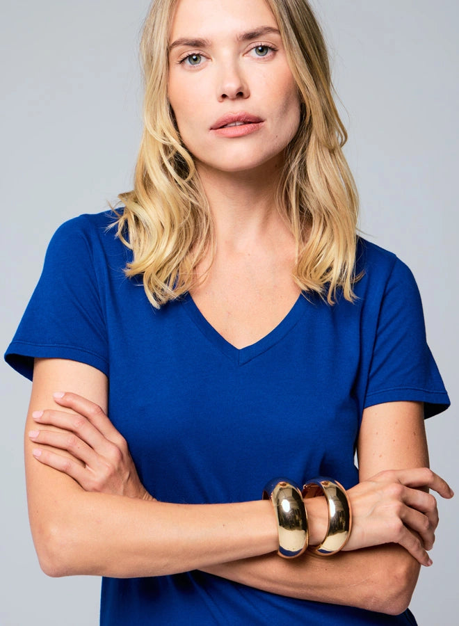 Cotton 'Silk Touch' Short Sleeve Semi-Relaxed V-Neck T-Shirt