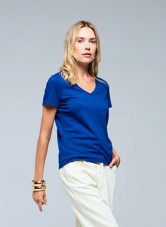 Cotton 'Silk Touch' Short Sleeve Semi-Relaxed V-Neck T-Shirt