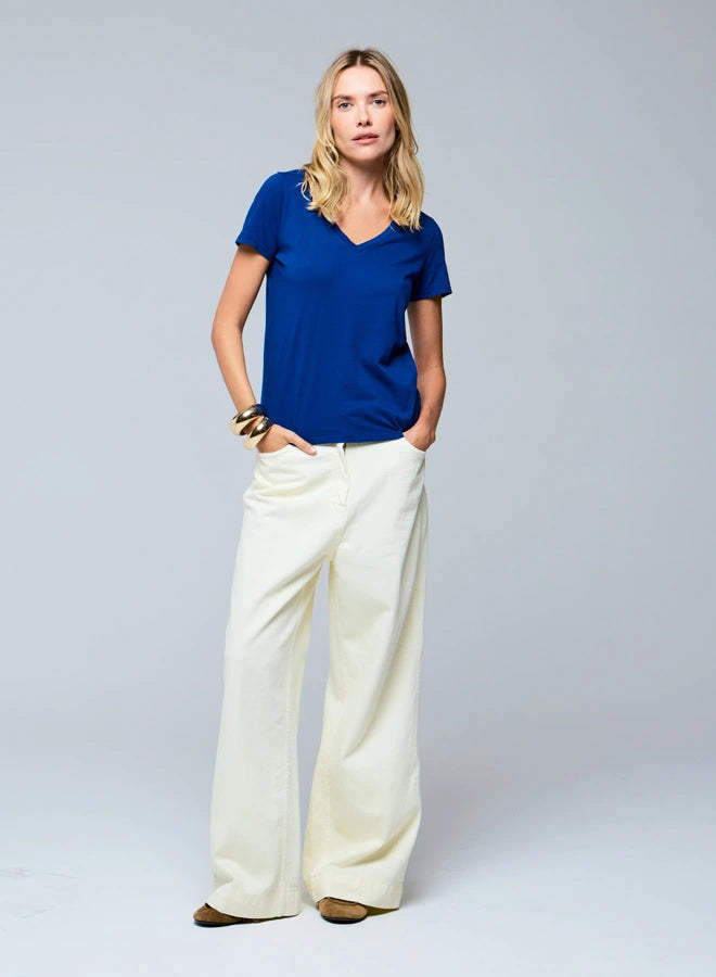 Cotton 'Silk Touch' Short Sleeve Semi-Relaxed V-Neck T-Shirt