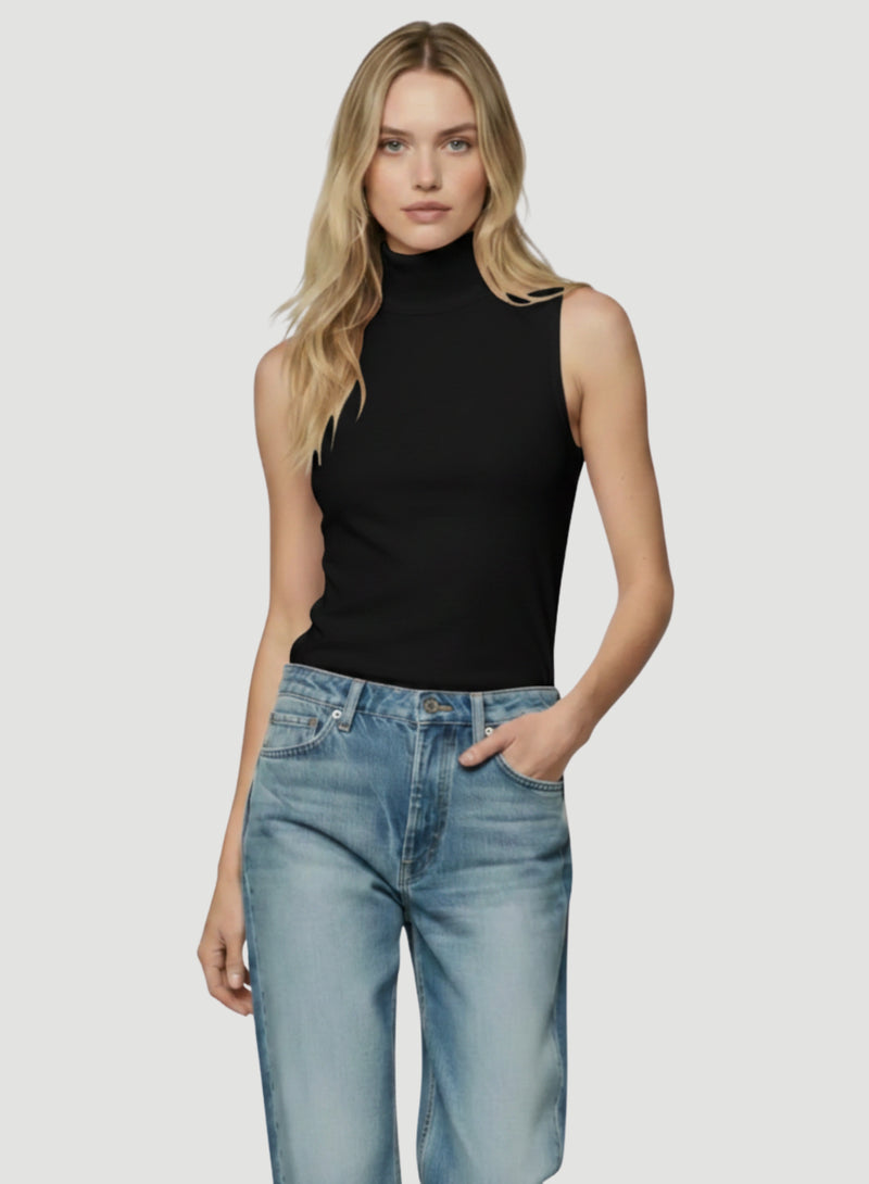 Soft Touch Sleeveless Turtleneck for Women NOIR – Majestic