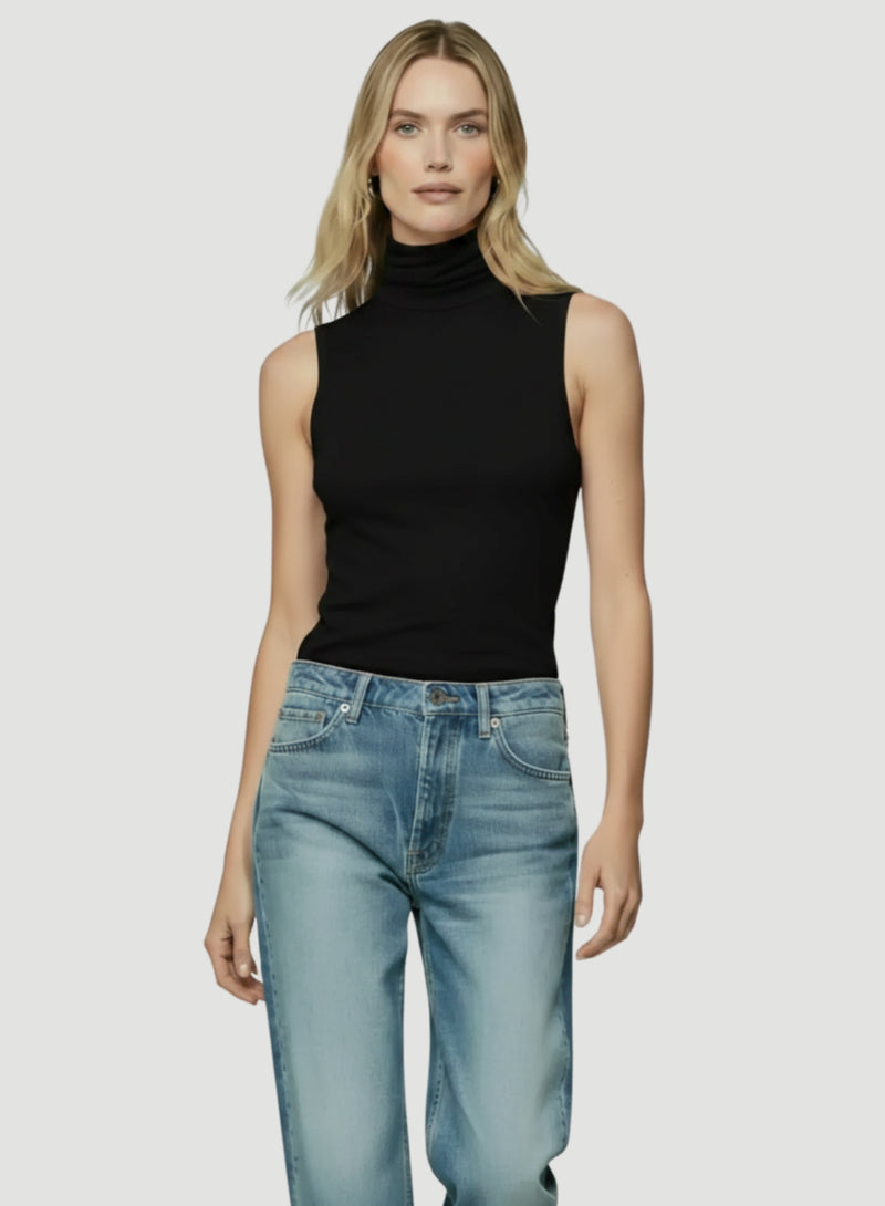 タンクトップ Velvety Sleeveless Turtleneck Soft Touch Sleeveless Turtleneck for Women NOIR – Majestic