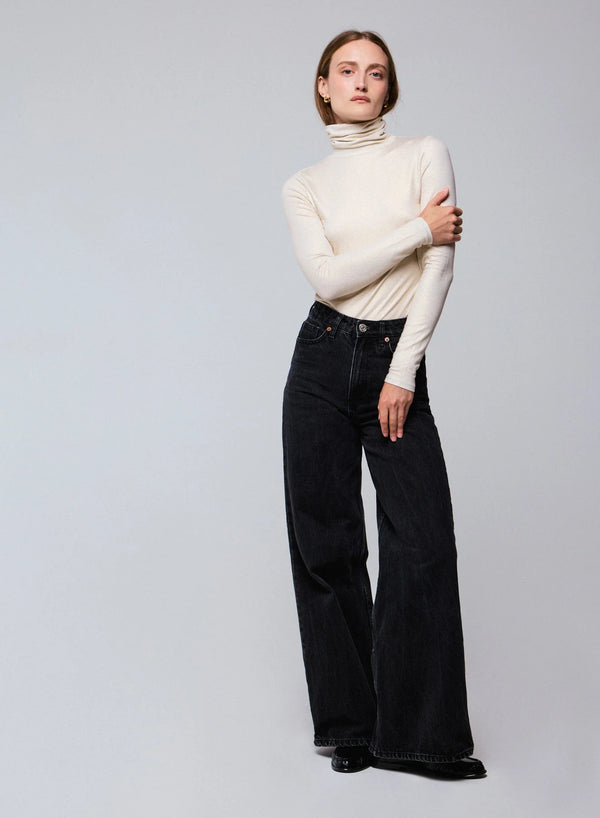 Soft Touch Metallic Long Sleeve Turtleneck