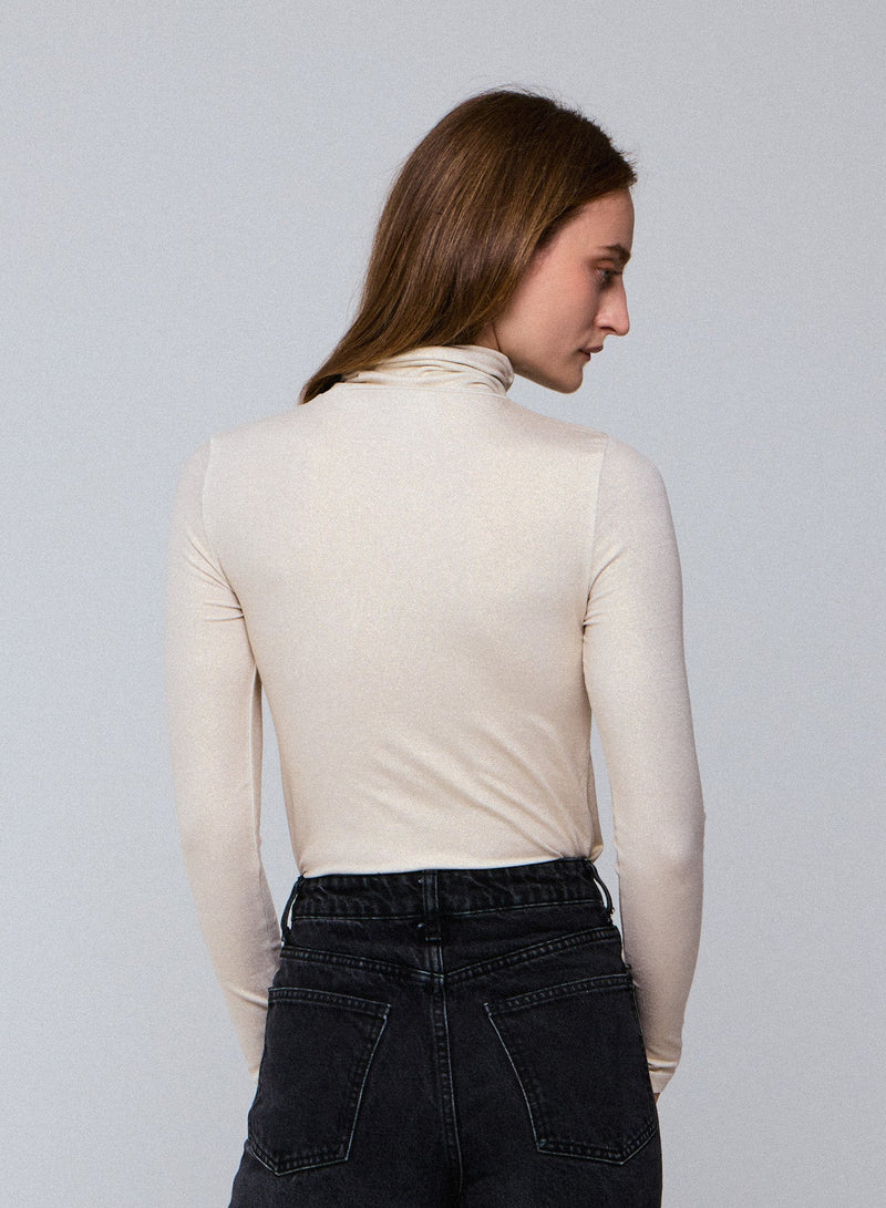 Soft Touch Metallic Long Sleeve Turtleneck