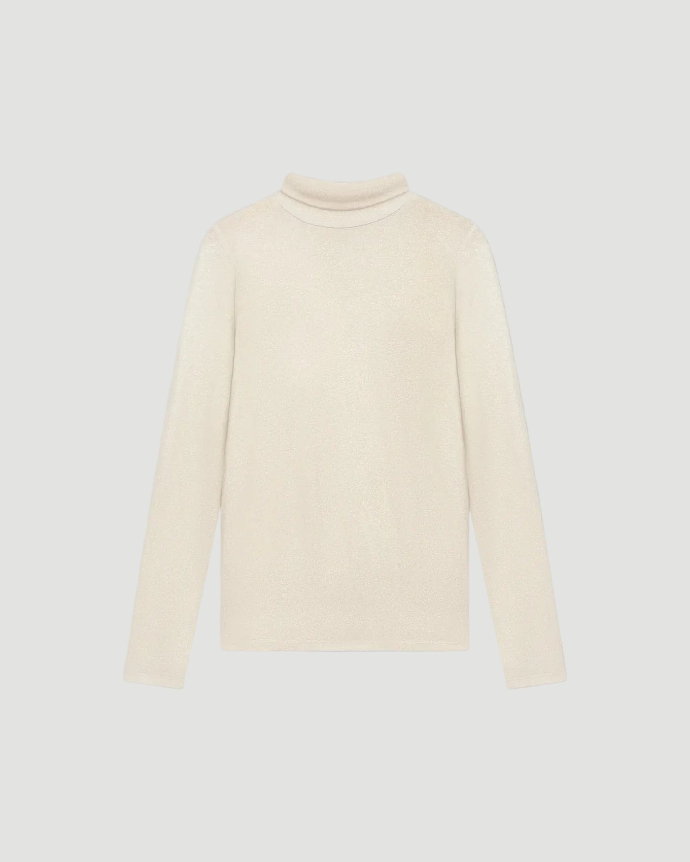 Soft Touch Metallic Long Sleeve Turtleneck for Women BLANC