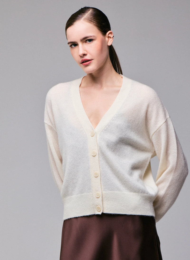 Cashmere Silk V-Neck Cardigan - CARDIGAN - Majestic Filatures North America