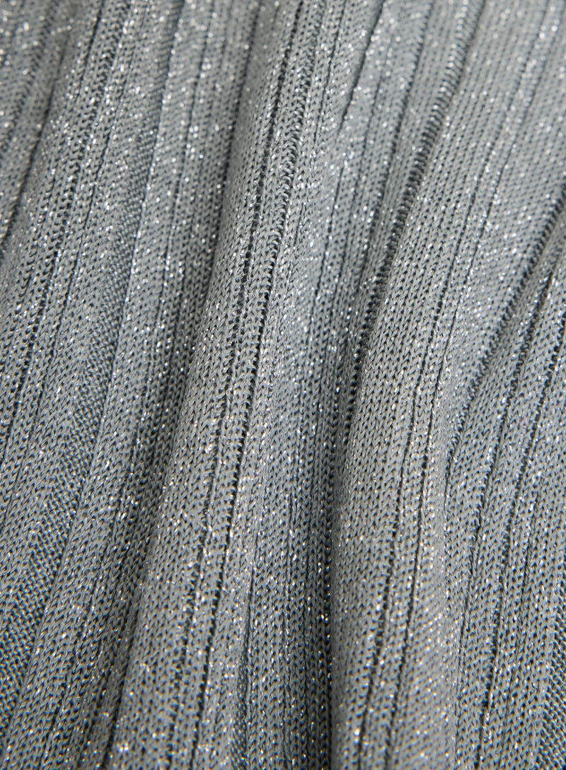 Metallic Micro Rib Knit V-Neck Tank