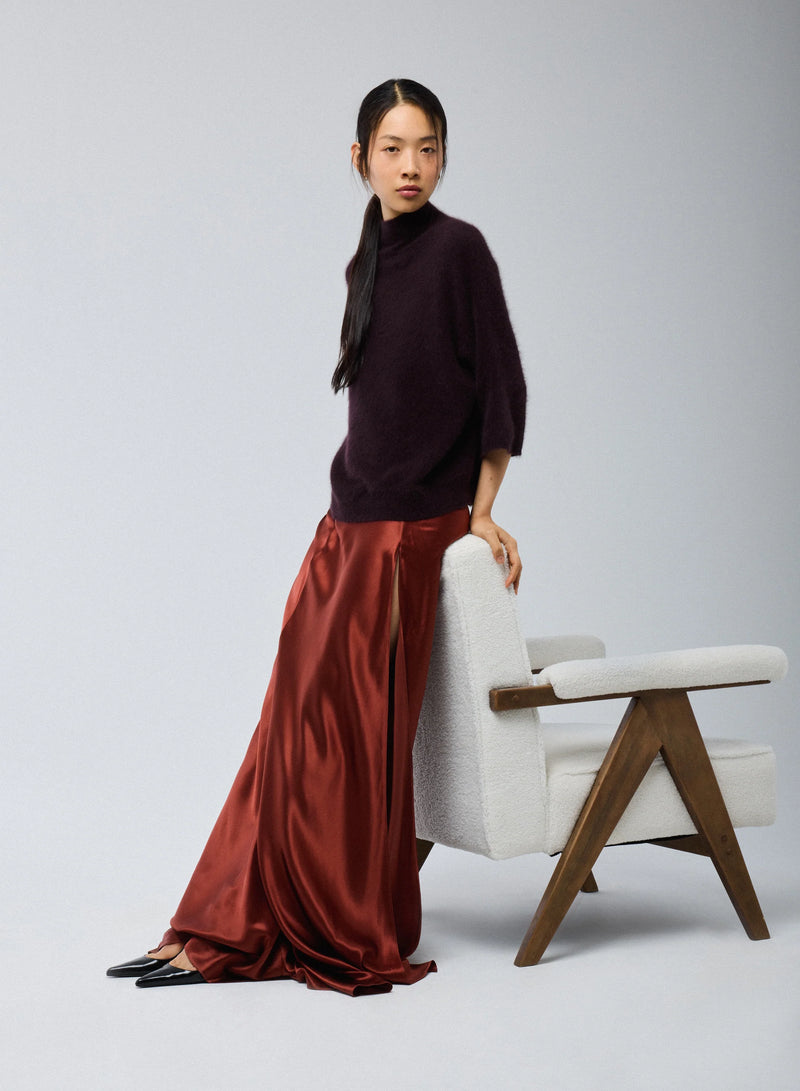 Ultra Soft Knit Elbow Sleeve Mock Neck Pullover