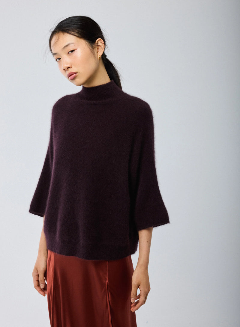 Ultra Soft Knit Elbow Sleeve Mock Neck Pullover