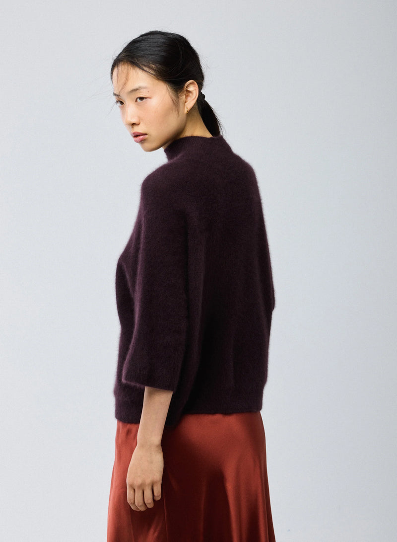 Ultra Soft Knit Elbow Sleeve Mock Neck Pullover