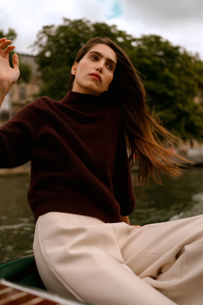 Ultra Soft Knit Elbow Sleeve Mock Neck Pullover