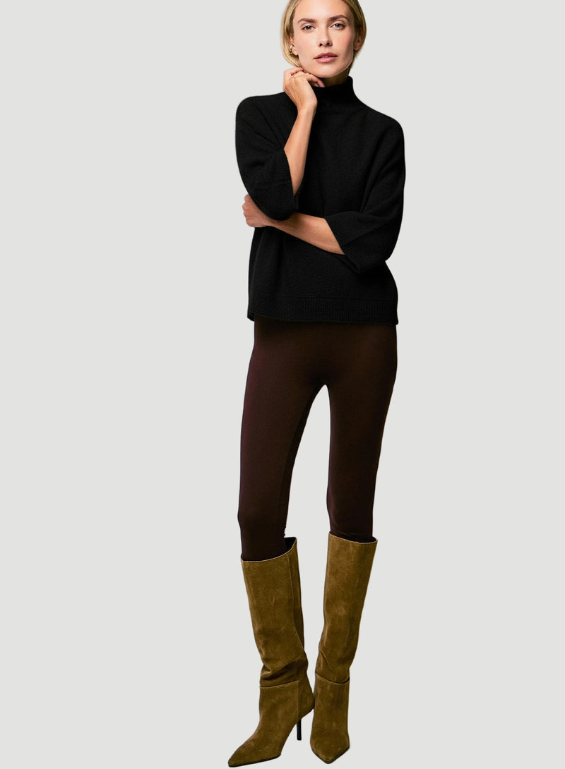 Ultra Soft Knit Elbow Sleeve Mock Neck Pullover