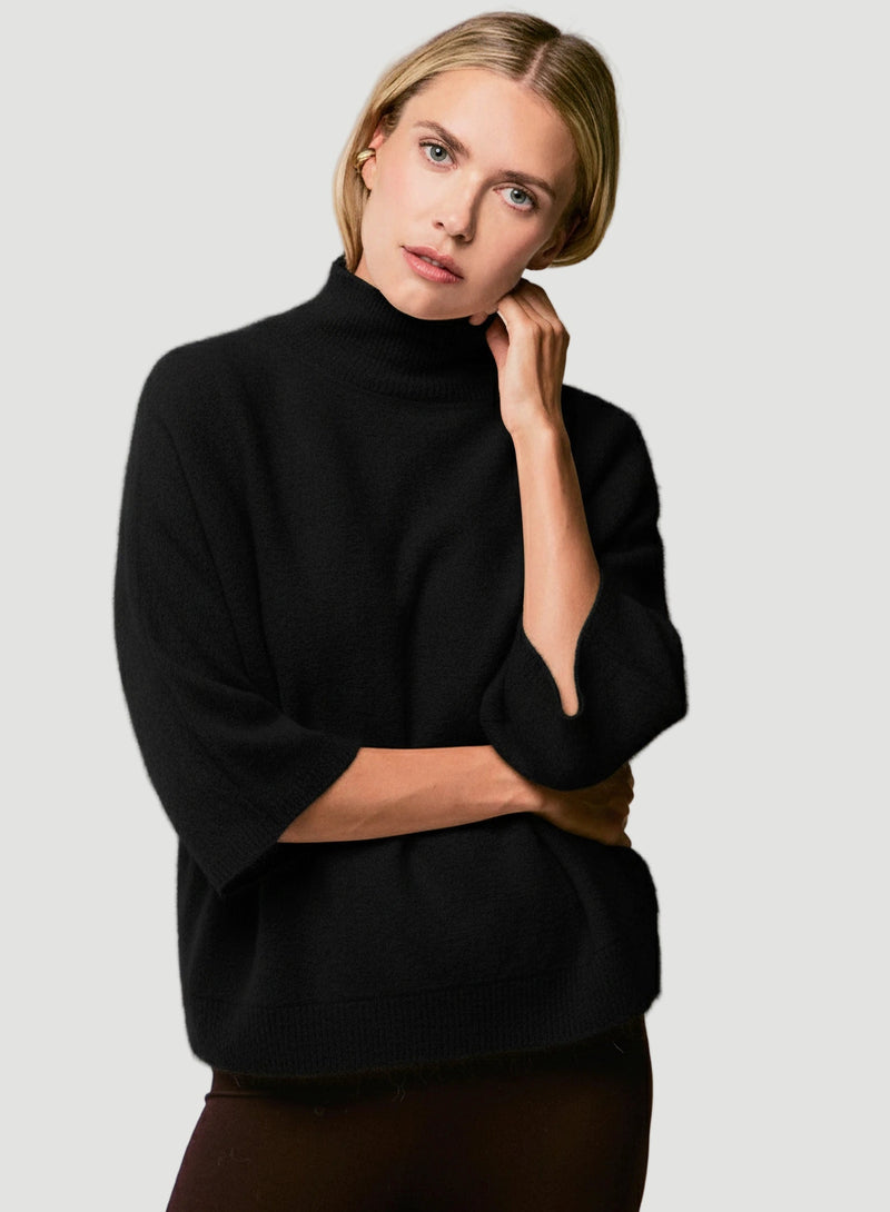 Ultra Soft Knit Elbow Sleeve Mock Neck Pullover