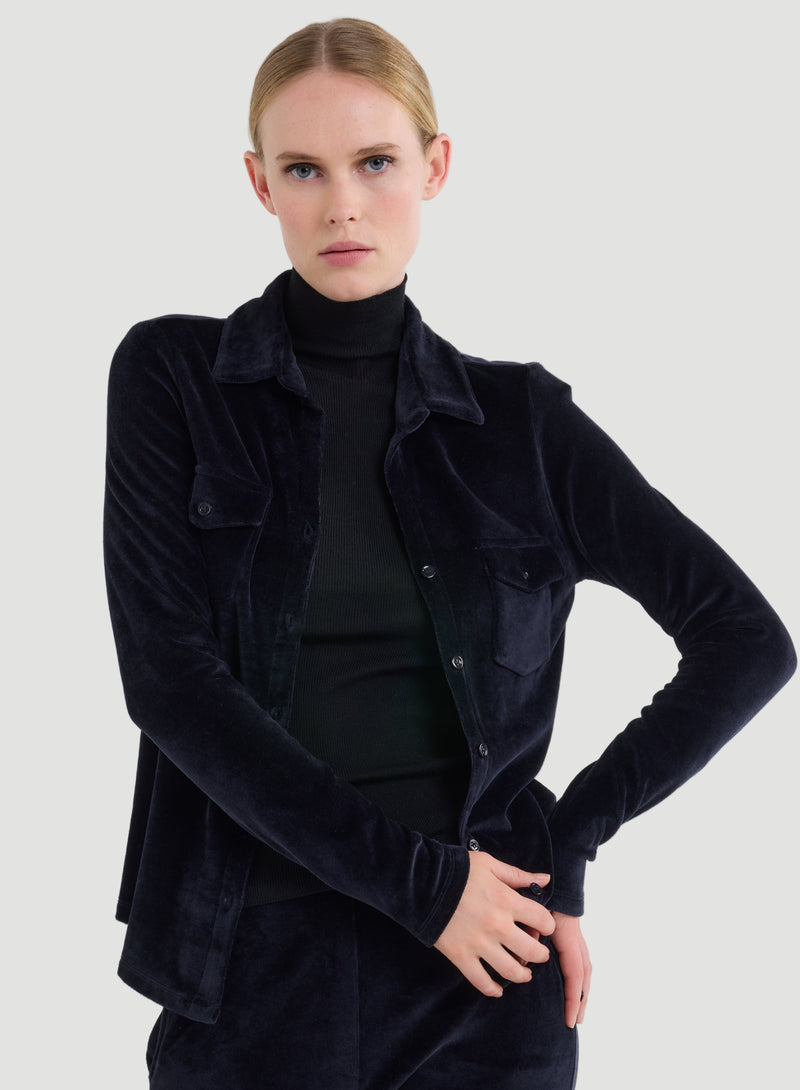 Merino Silk Micro Rib Long Sleeve Knit Mock Neck