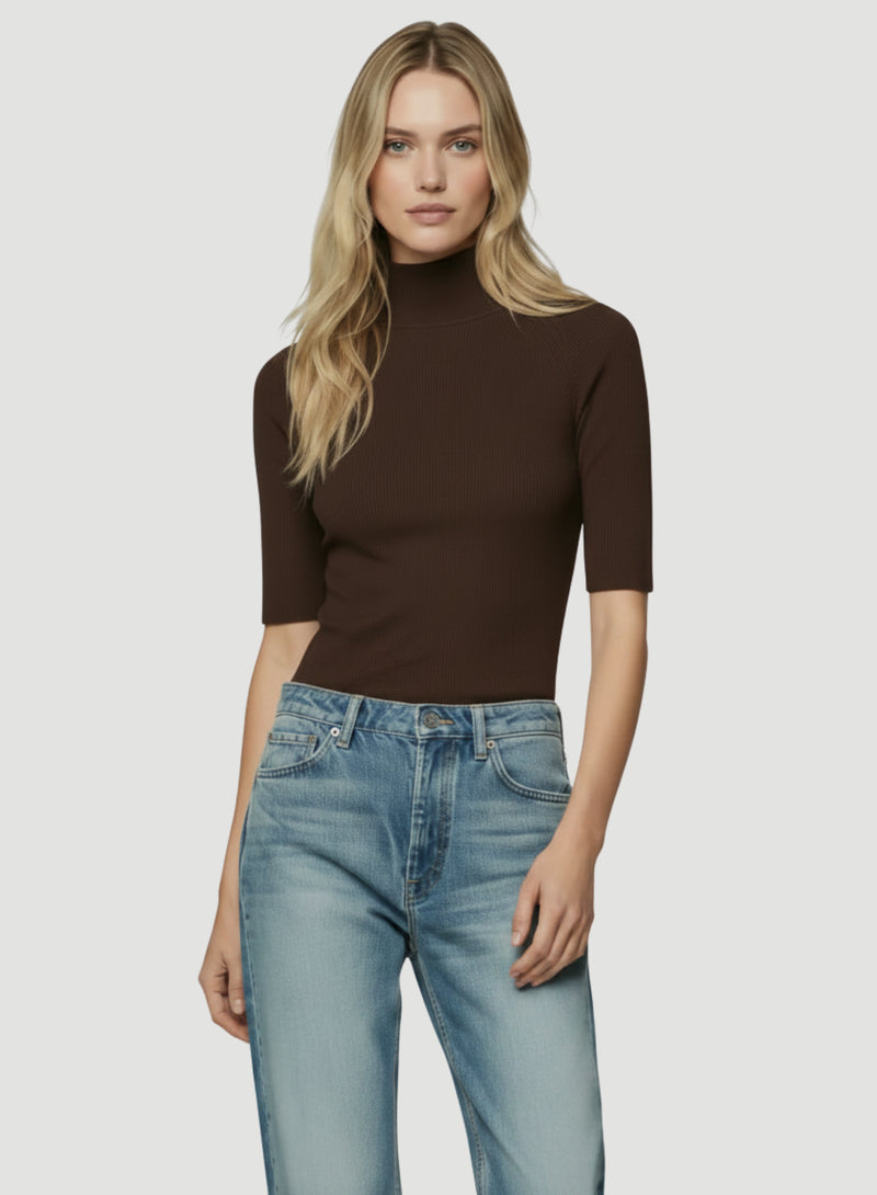 Merino Micro Rib Merino Silk Micro Rib Elbow Sleeve Knit Mockneck T-Shirt – Majestic ...