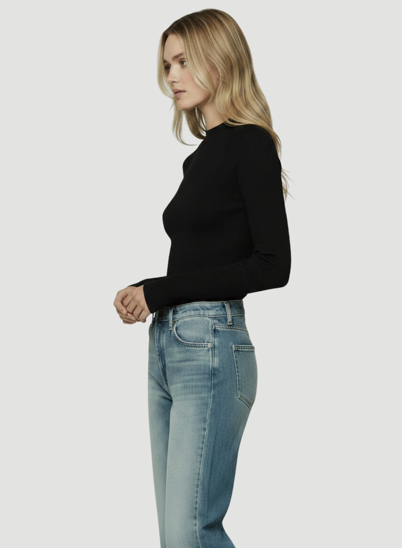 Merino Micro Rib Merino Silk Micro Rib Long Sleeve Knit Mockneck T-Shirt – Majestic ...