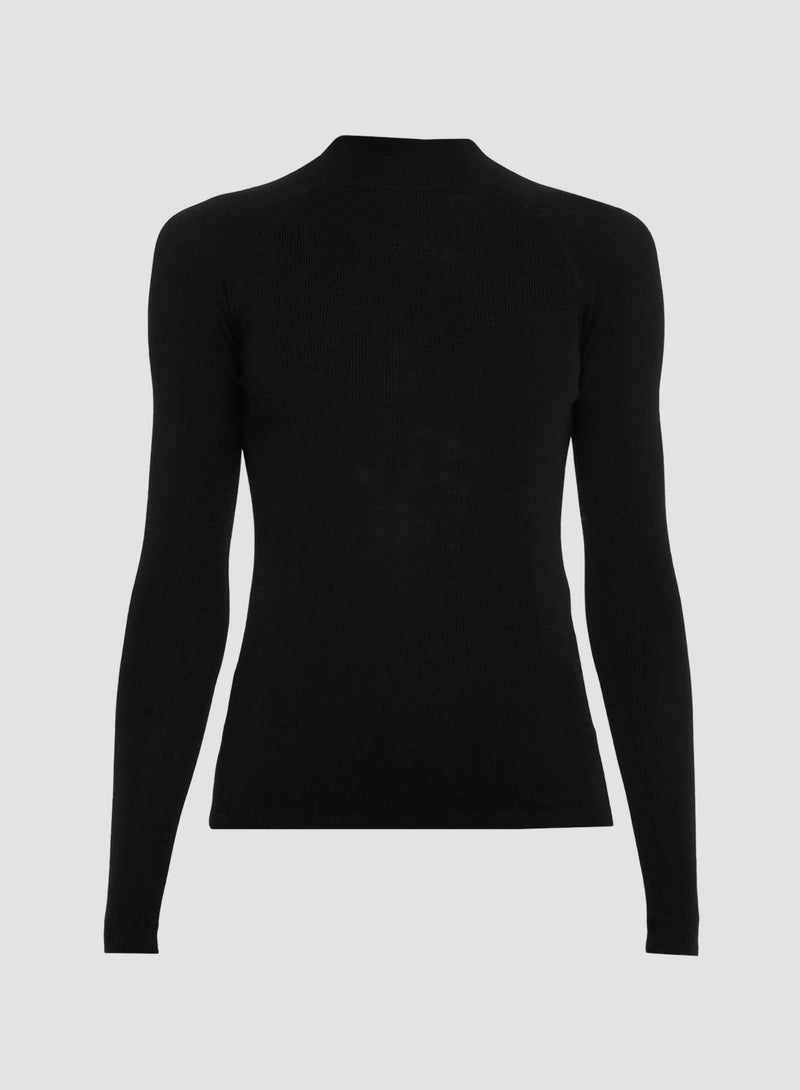 Merino Silk Micro Rib Long Sleeve Knit Mockneck T-Shirt – Majestic ...