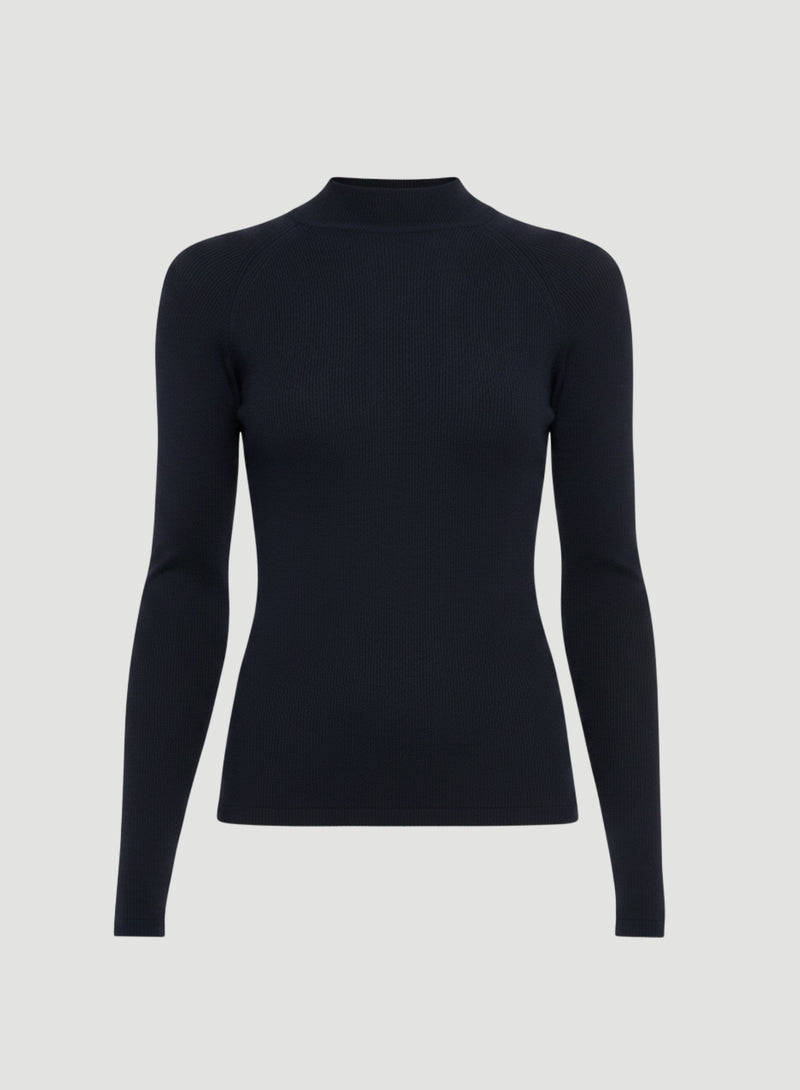 Merino Silk Micro Rib Long Sleeve Knit Mockneck T-Shirt – Majestic ...