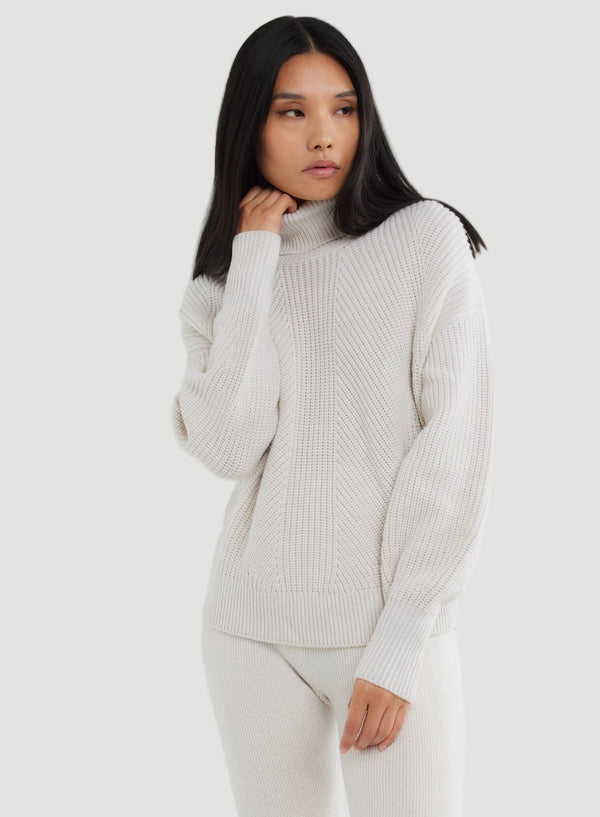 Merino Rib Knit Long Sleeve Turtleneck