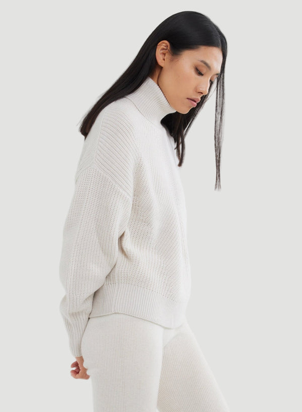 Merino Rib Knit Long Sleeve Turtleneck