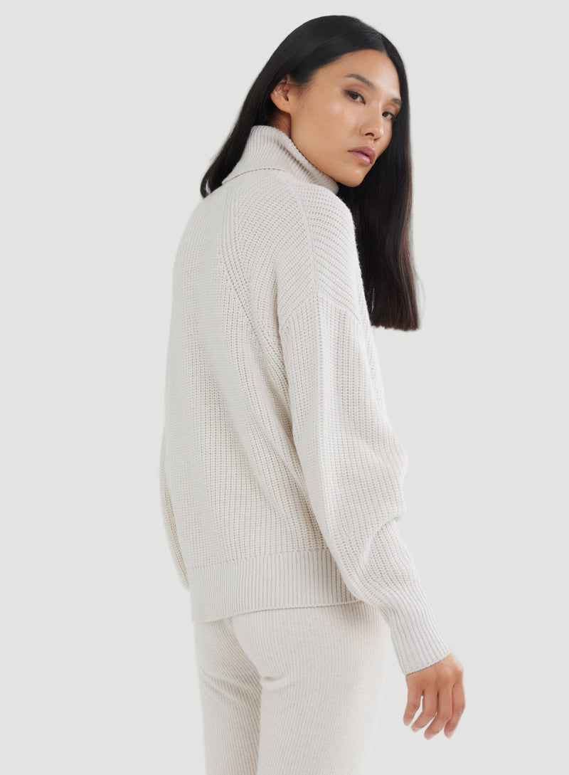 Merino Rib Knit Long Sleeve Turtleneck