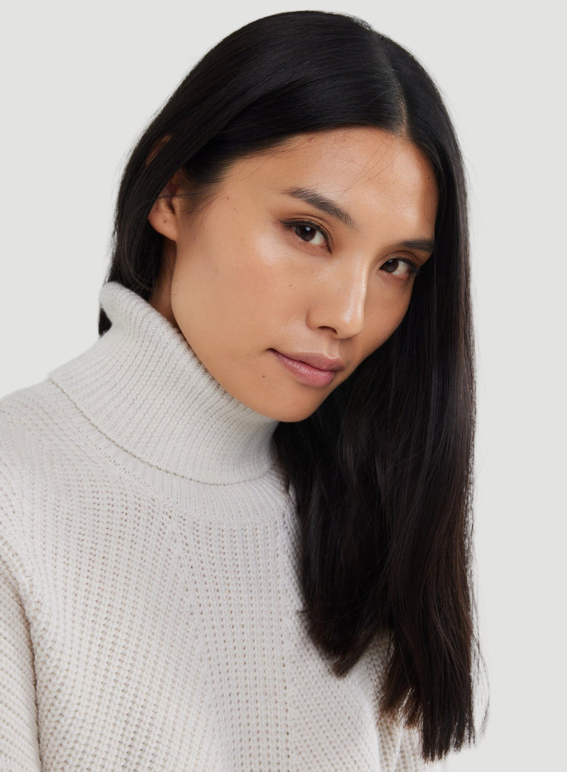 Merino Rib Knit Long Sleeve Turtleneck