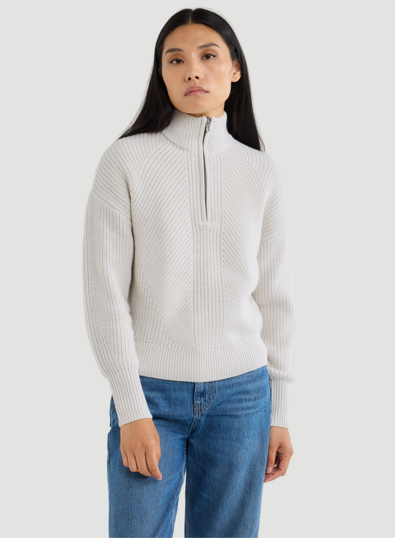 Merino Rib Knit Long Sleeve Half Zip Sweater