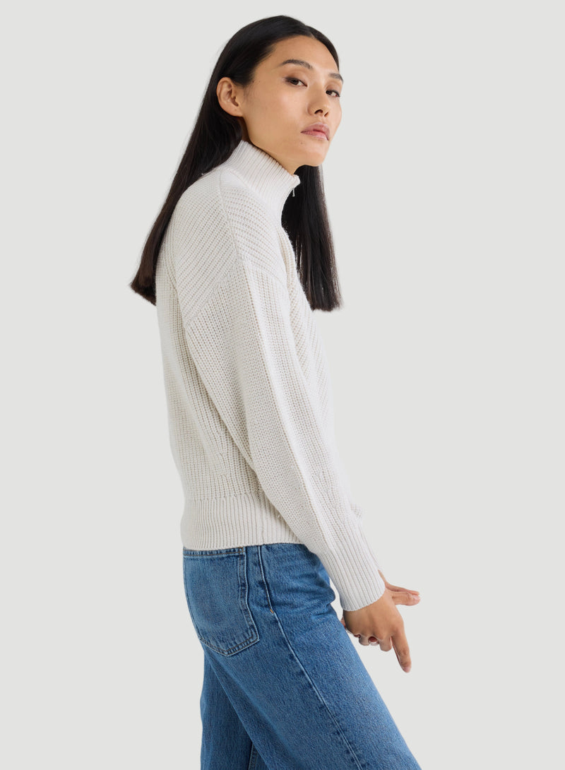Merino Rib Knit Long Sleeve Half Zip Sweater