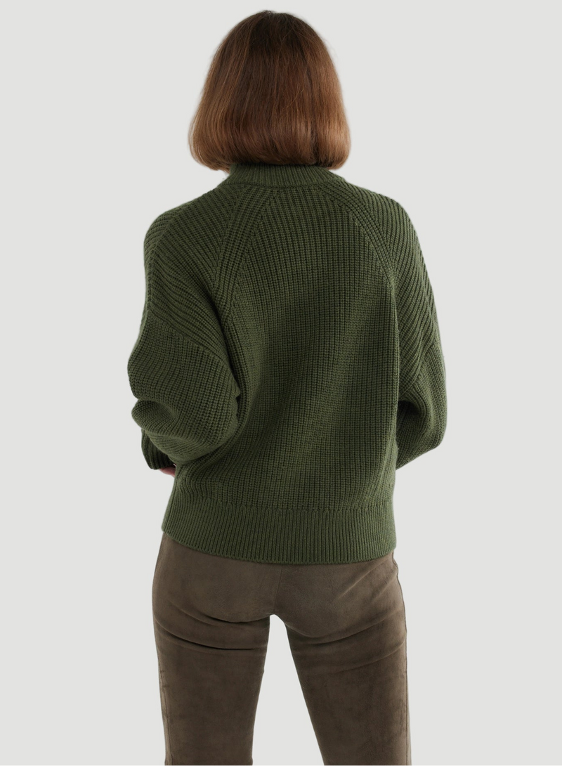Merino Rib Knit Long Sleeve Half Zip Sweater