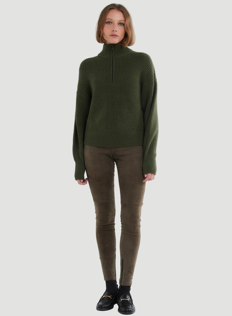 Merino Rib Knit Long Sleeve Half Zip Sweater