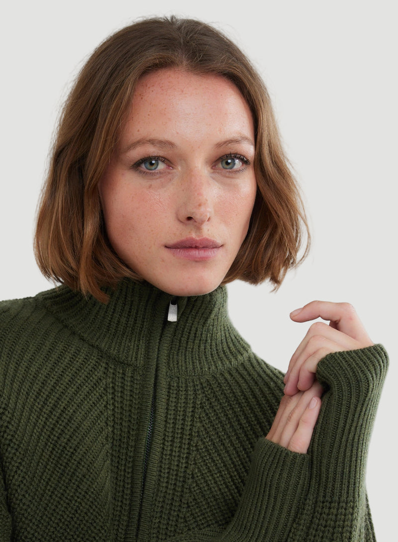 Merino Rib Knit Long Sleeve Half Zip Sweater