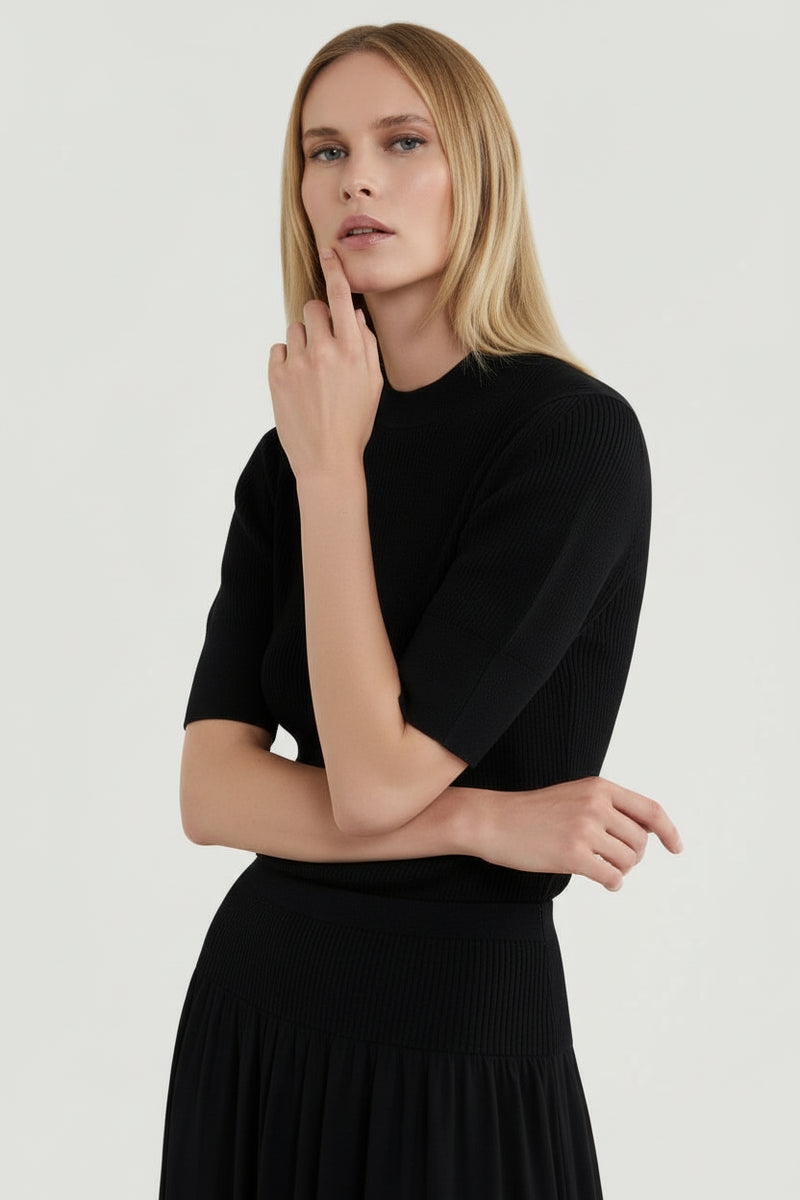 Merino Micro Rib Merino Micro Rib Knit Elbow Sleeve Sleeve Sweater – Majestic Filatures ...