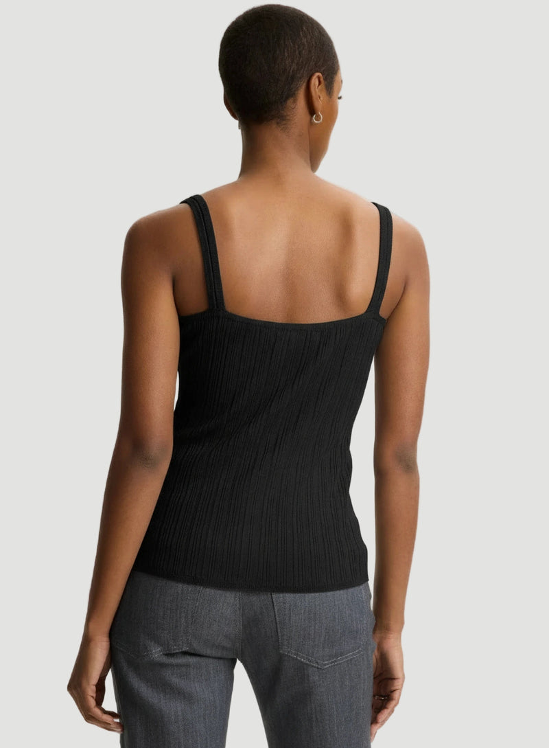 Metallic Micro Rib Knit V-Neck Tank