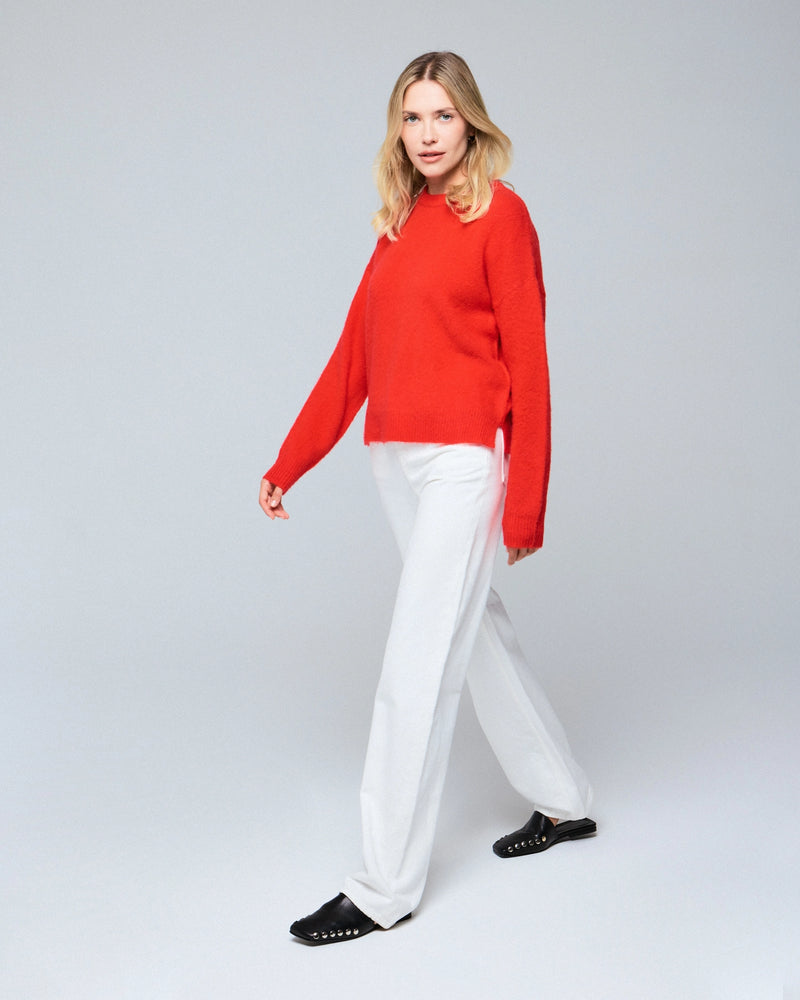 Wool Cashmere Knit Long Sleeve Pullover Crewneck Sweater