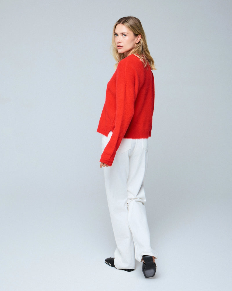 Wool Cashmere Knit Long Sleeve Pullover Crewneck Sweater