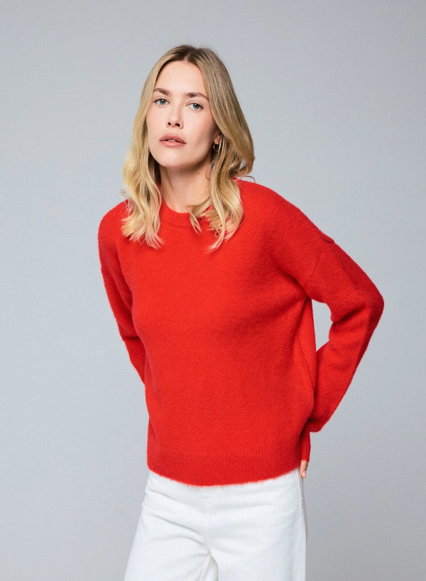 Wool Cashmere Knit Long Sleeve Pullover Crewneck Sweater