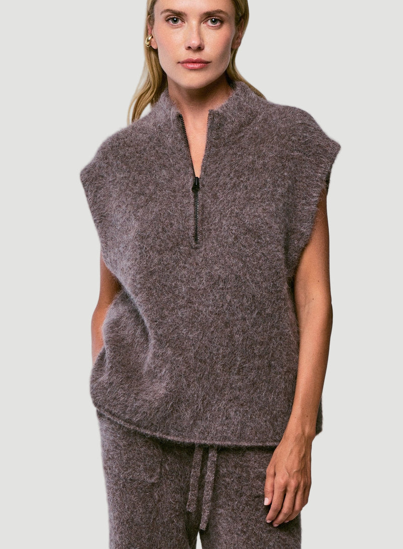 Ultra Soft Baby Alpaca Half Zip Vest - HOODIE - Majestic Filatures North America